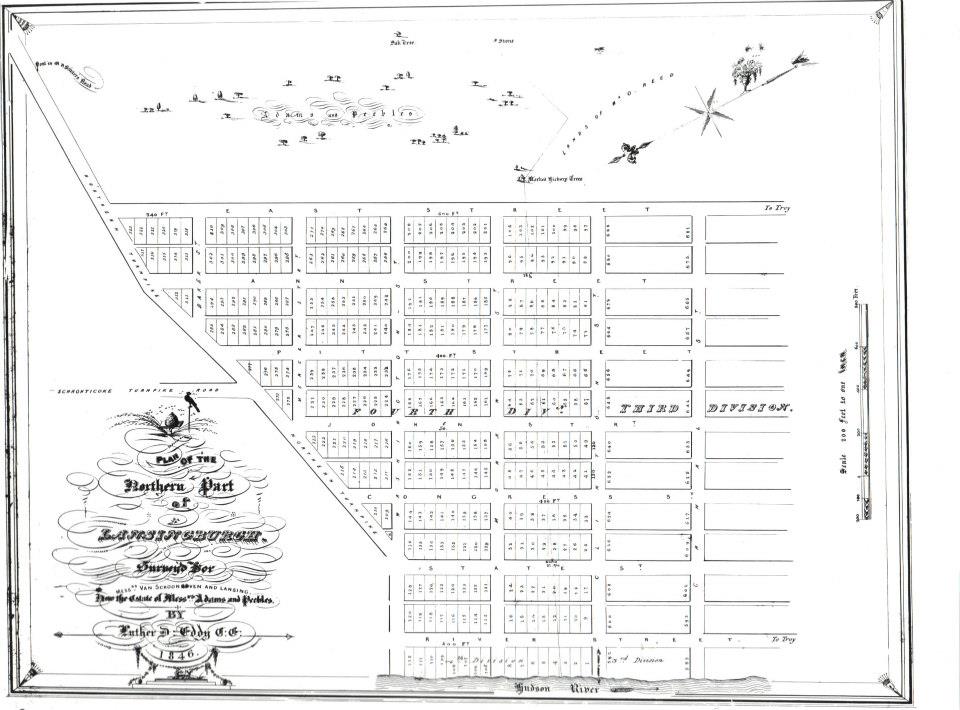 1846 map of Adamsville the fourth and northernmost ward of the Village of Lansingburgh