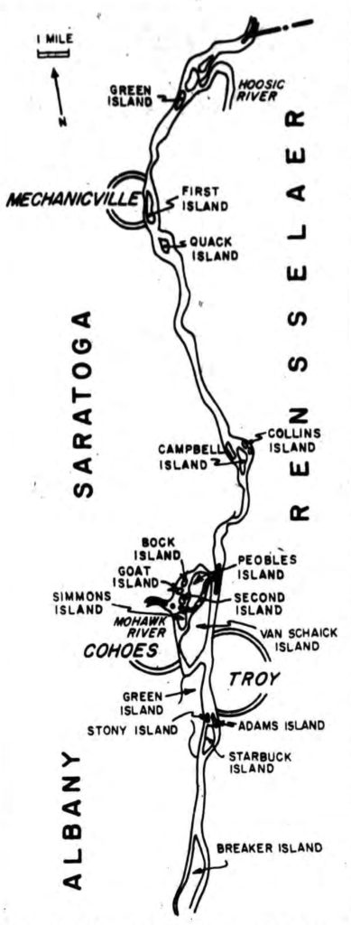 1968 Hudson River Valley Commission sketch of islands showing Campbell and Collins Islands from June 20, 1968 Times Record.