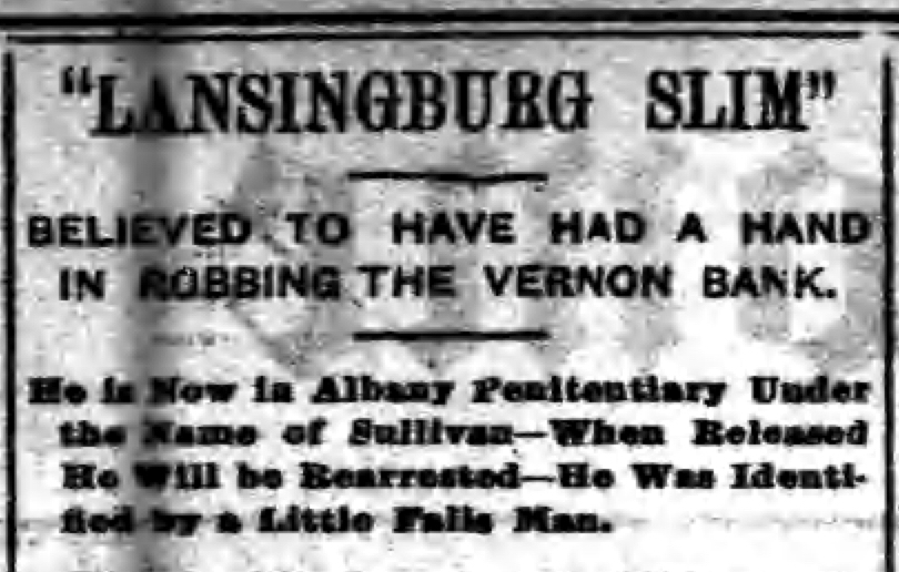 1895 "Lansingburgh Slim" headline from Rome Daily Sentinel