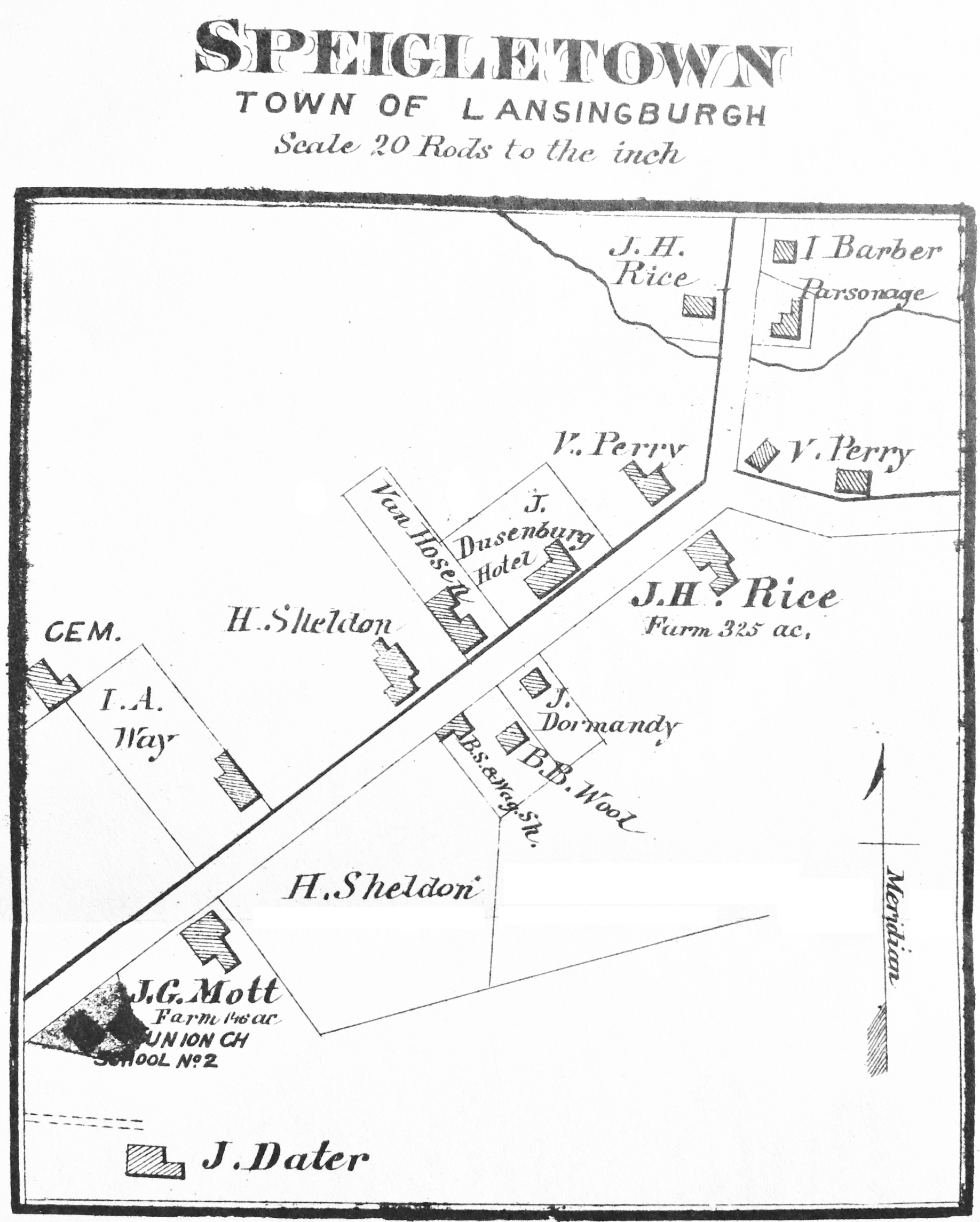 1876 Beers inset map of Speigletown