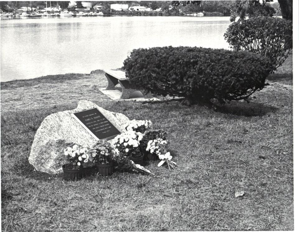 James T. Ellett memorial site with bench and plantings.