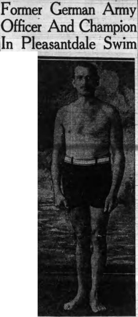 "Former German Army Officer And Champion In Pleasantdale Swim." Albany Times Union. August 13, 1927