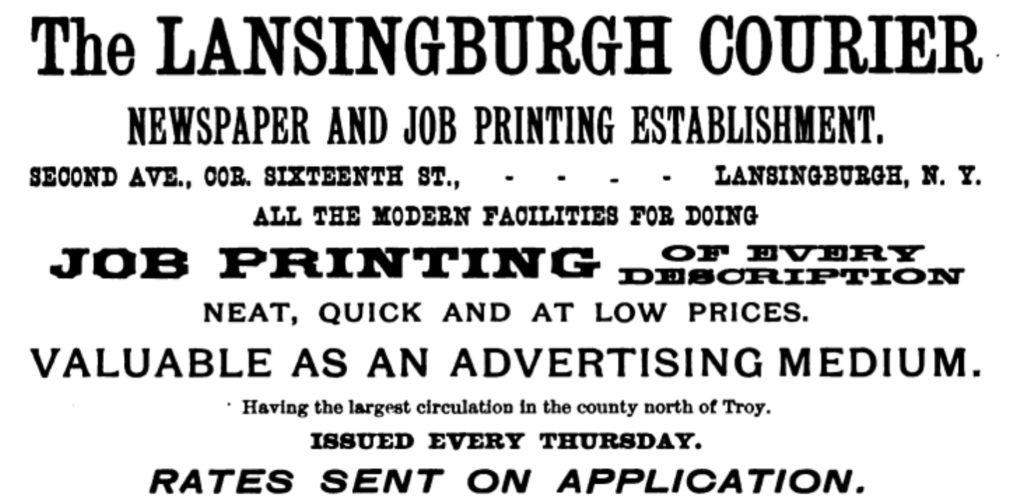 Lansingburgh Courier. advertisement. Troy Directory. 1902.