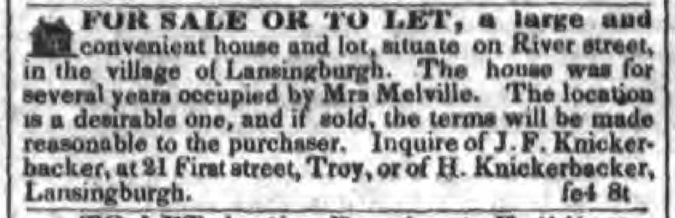 Troy Daily Whig. February 8, 1848: 3 col 5.