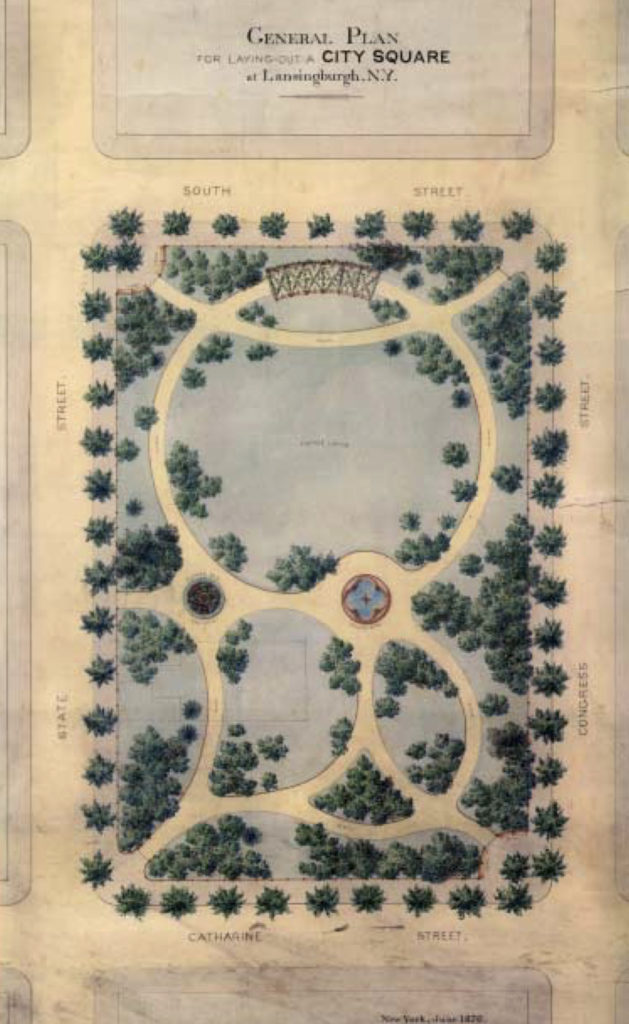 "General Plan for Laying Out a City Square at Lansingburgh, N. Y." by Jacob Weidenmann