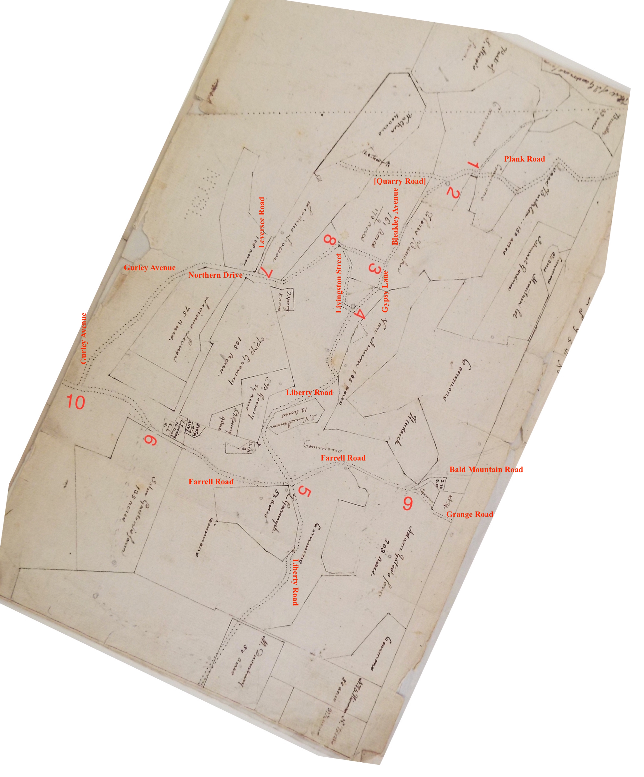 “Sketch of part of the town of Brunswick situate in the Patent of Stone Arabia." ca. 1807.