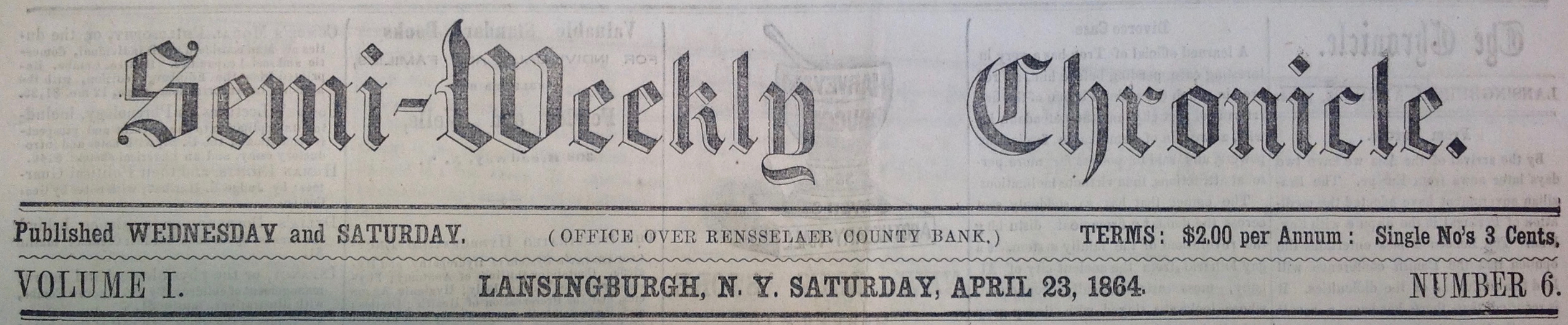 Semi-Weekly Chronicle. (Masthead.)