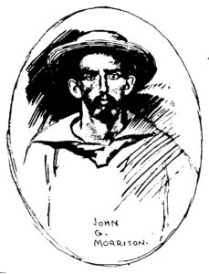 Pen & ink illustration of John G. Morrison cropped from scan of New York Press by Fultonhistory.com