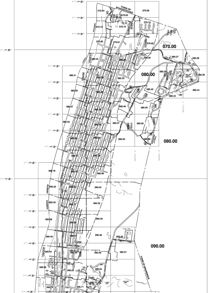 Portion of Rensselaer County Tax Map index map for City of Troy.